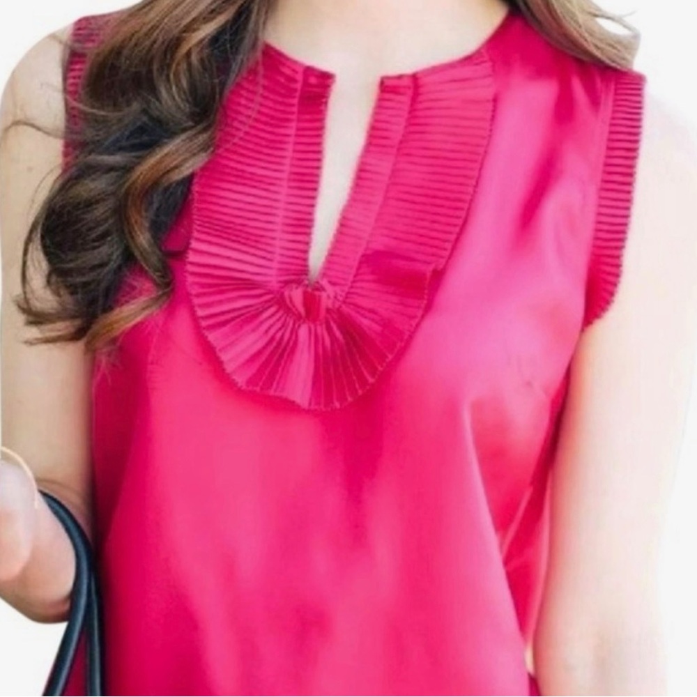 NWT J.Crew Margot top with accordion trim neckline in pink size 10